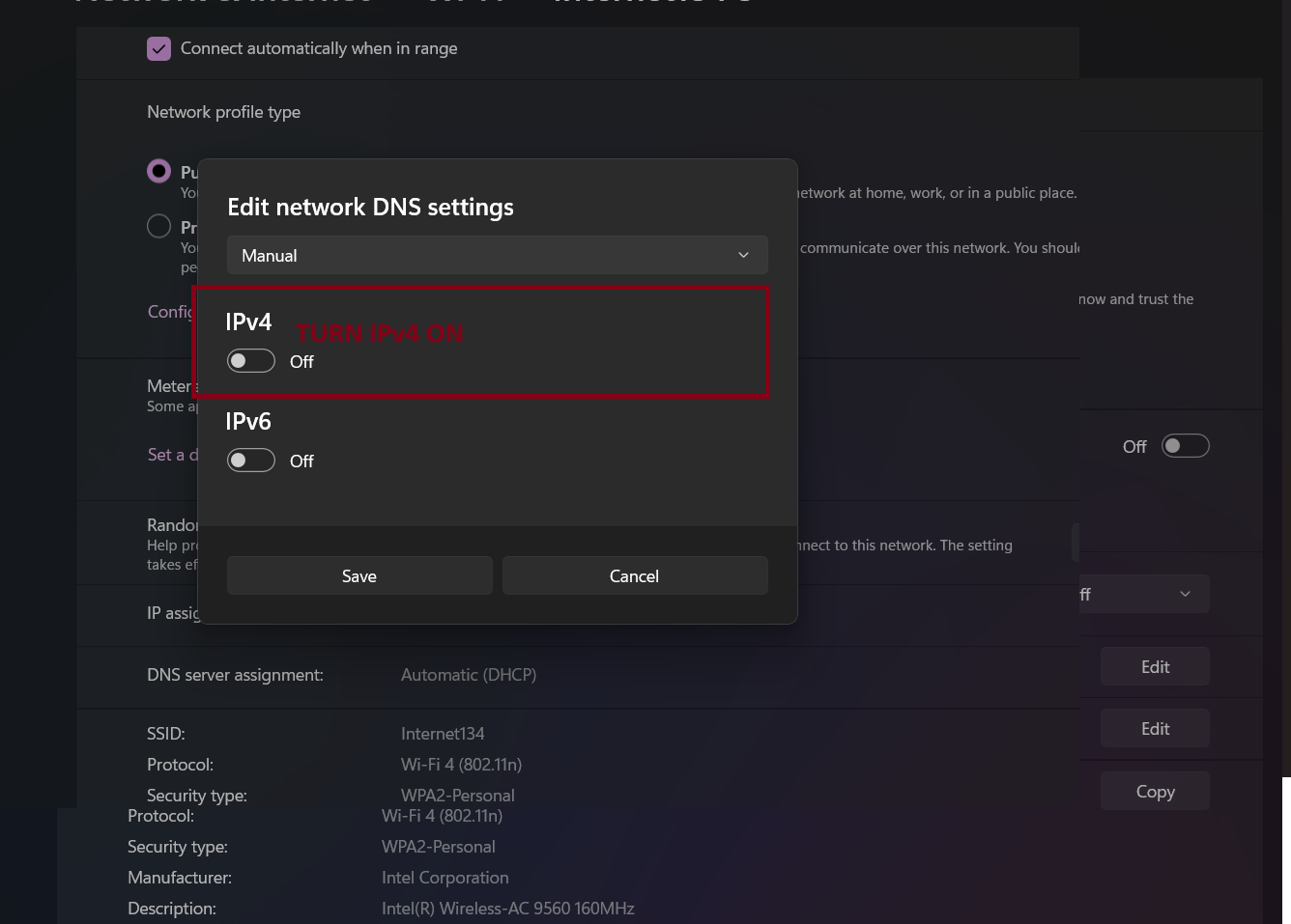 Set DNS to Manual
